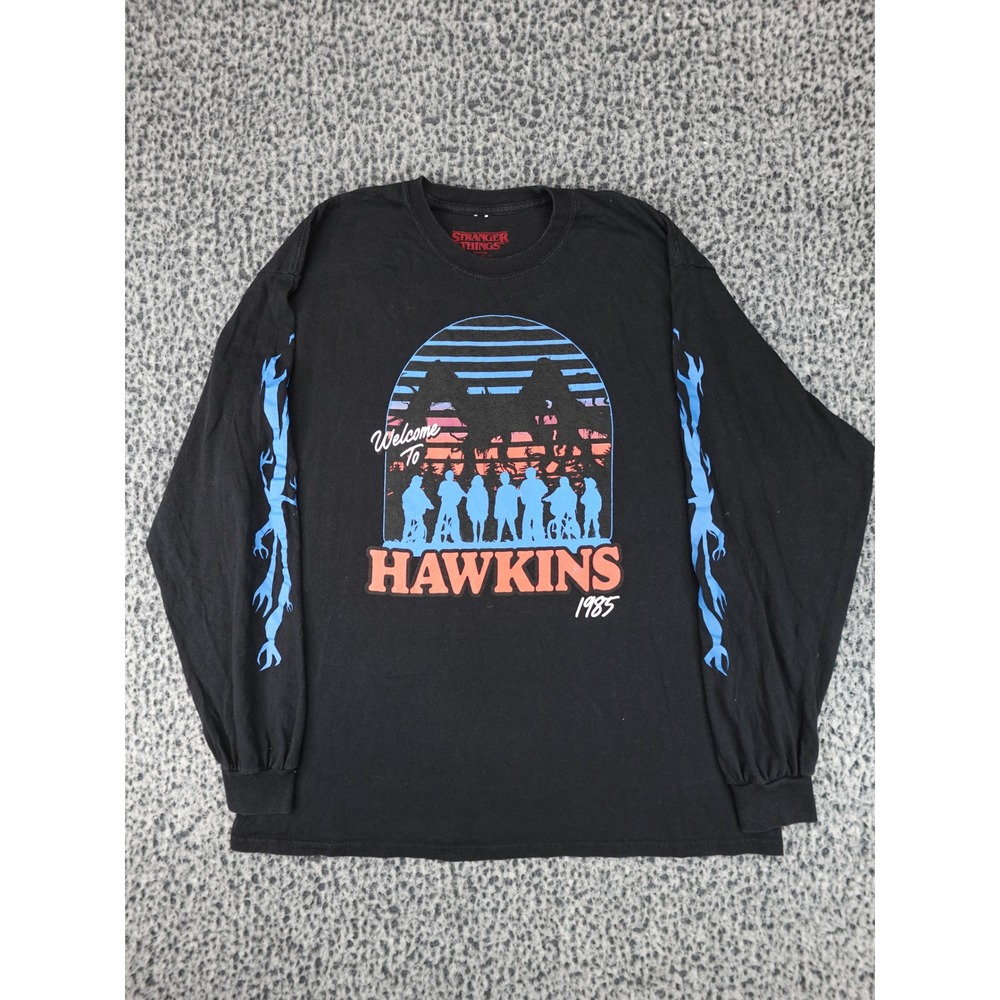 Stranger Things T-Shirt Mens XL Black Good Hawkins 1985 Long Sleeve Graphic Tee